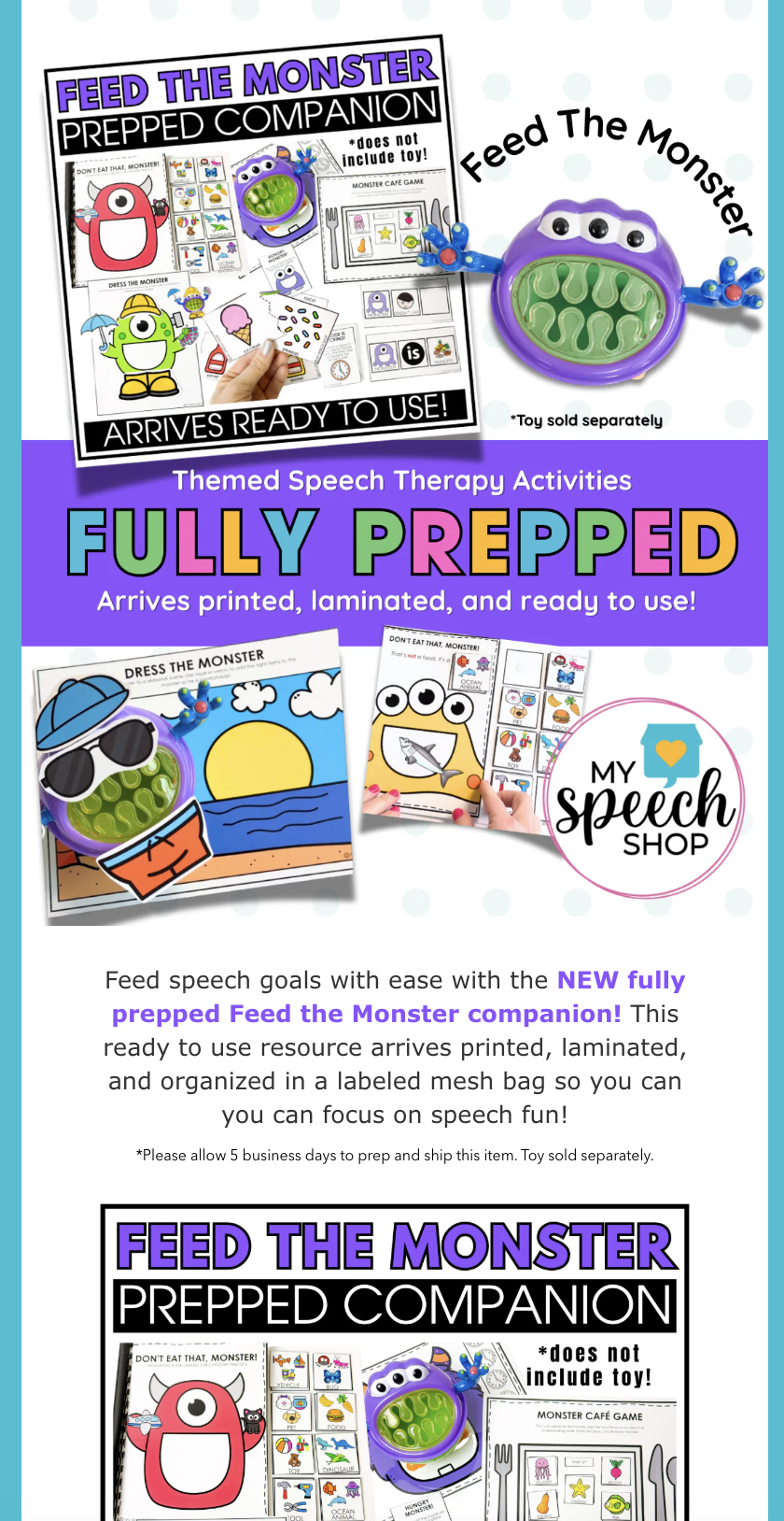 My Speech Shop email creative for speech therapy products