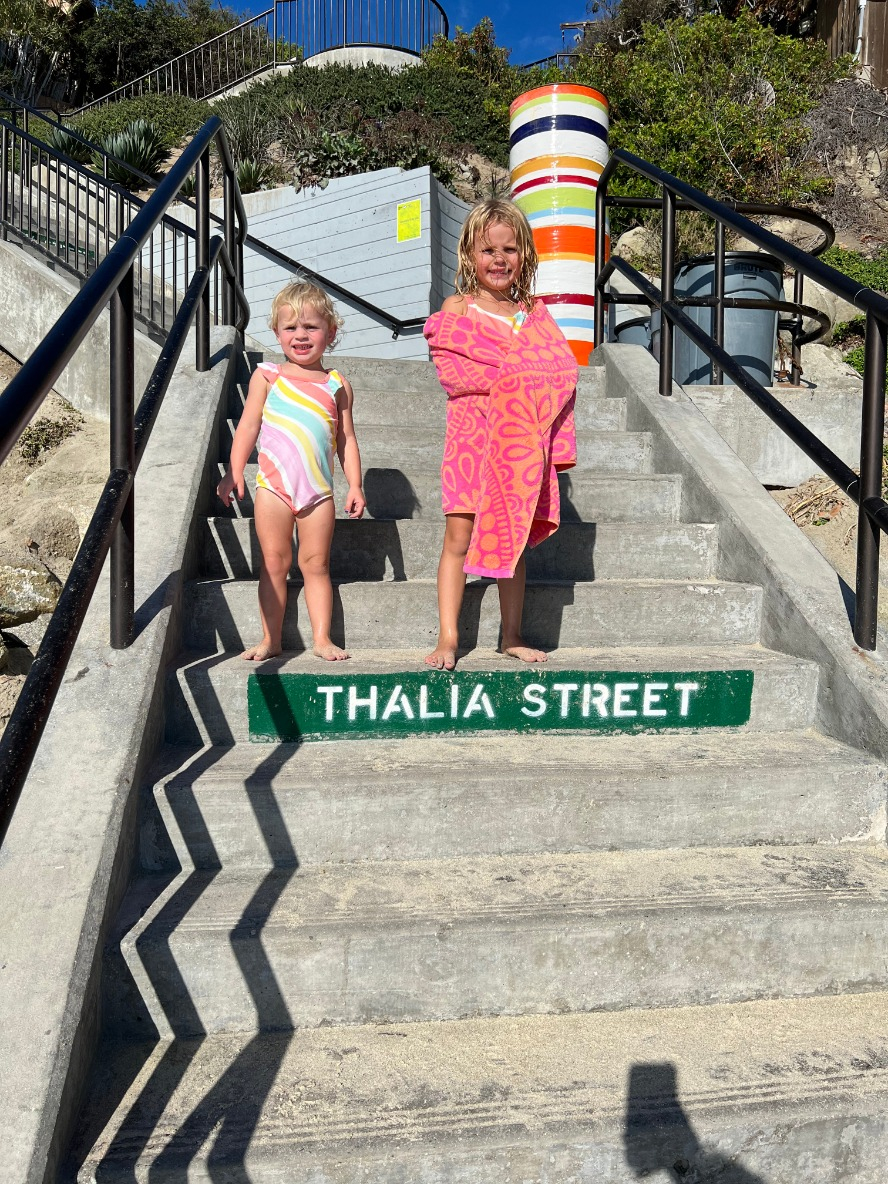The girls on the Thalia Street steps in the original photo