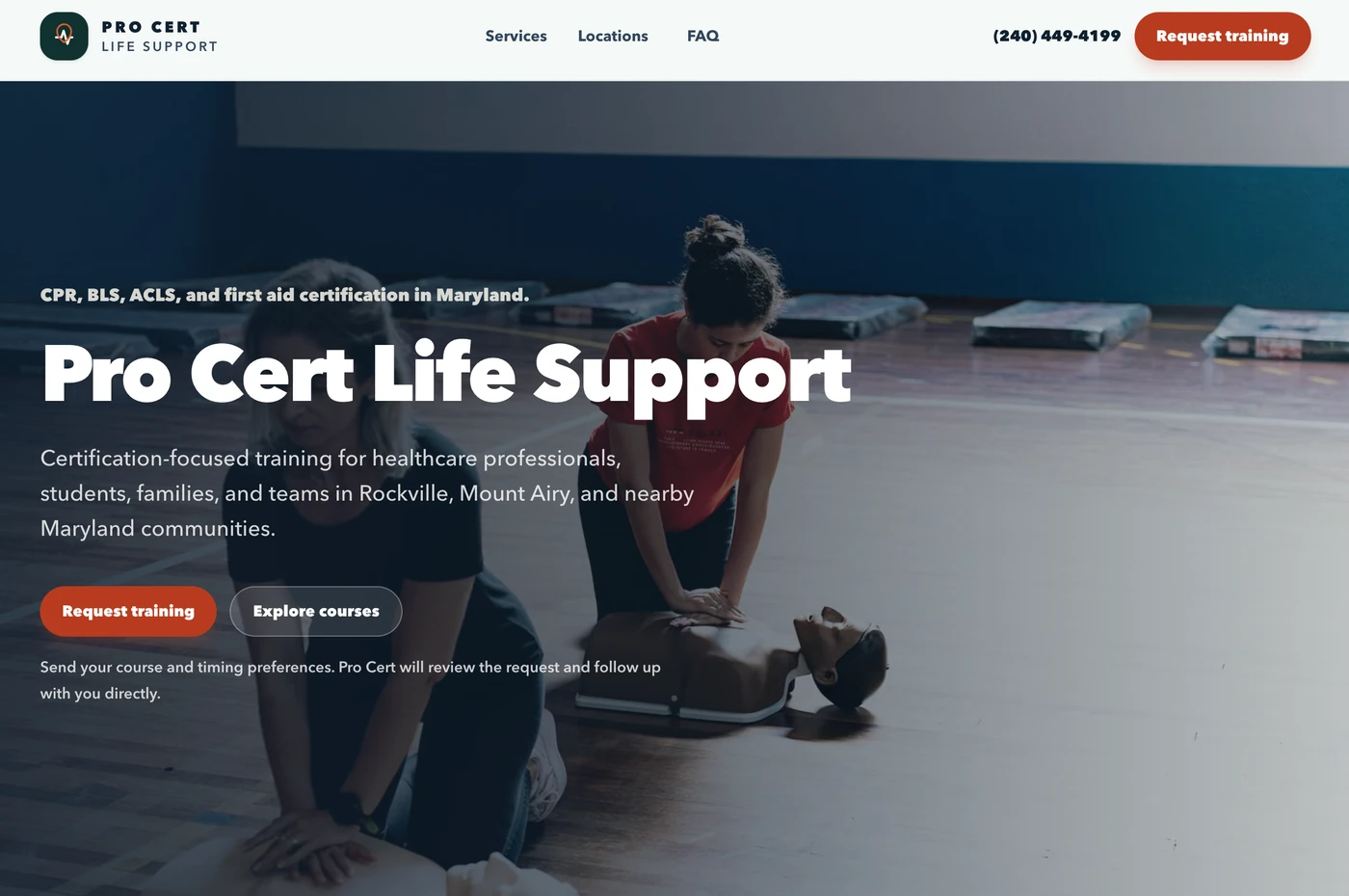 Pro Cert Life Support website work sample