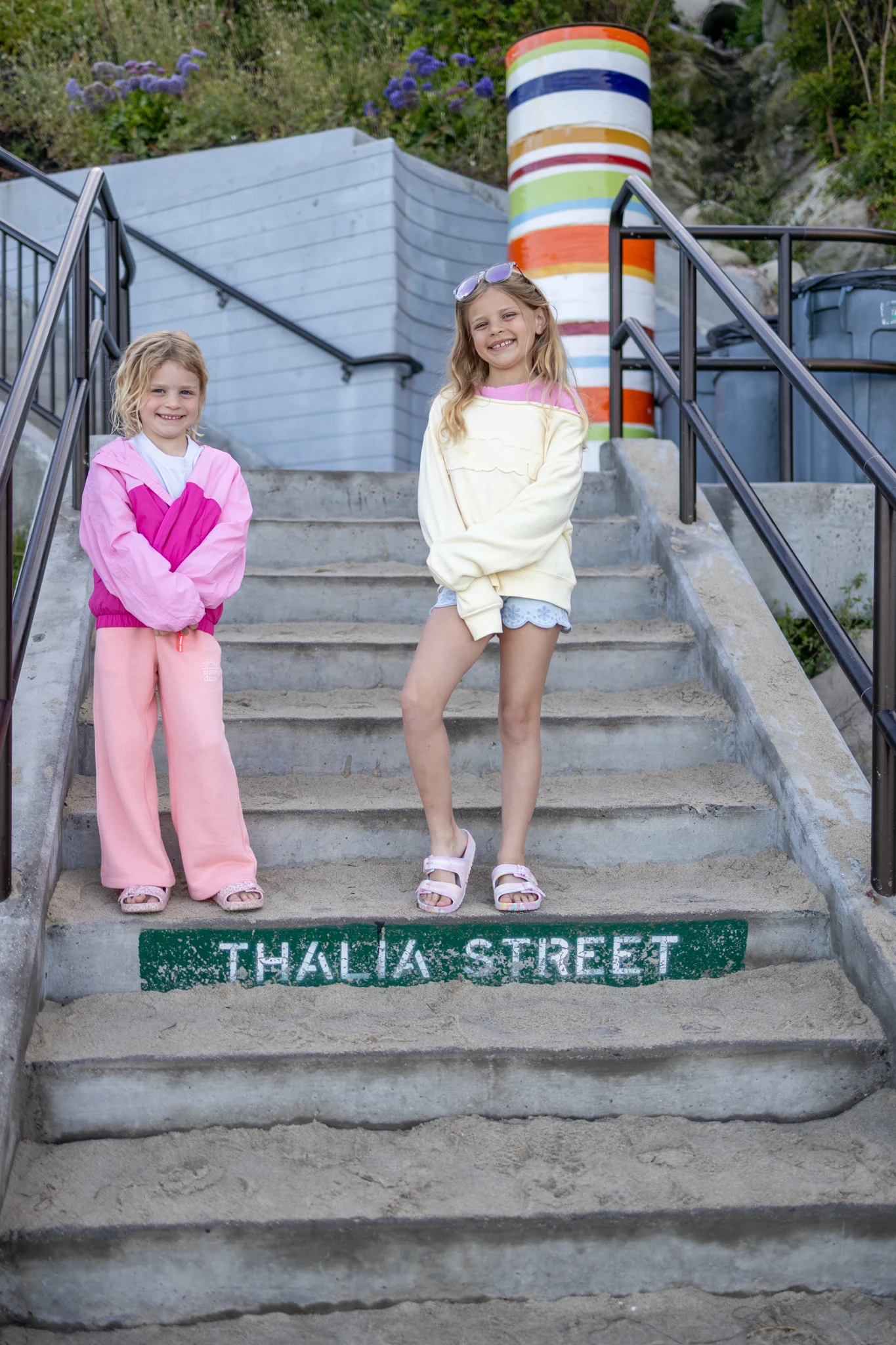 The girls on the Thalia Street steps today