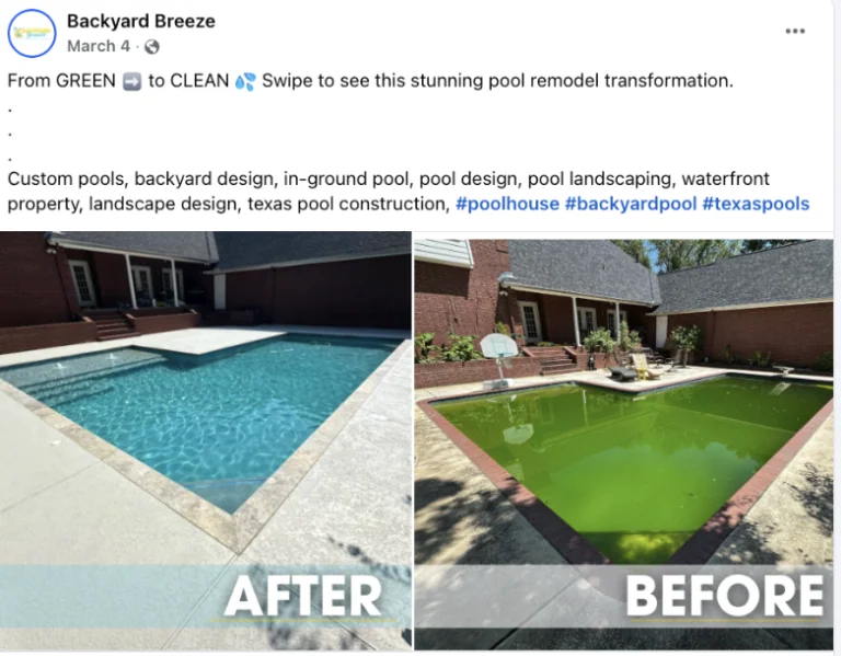 Backyard Breeze Custom Pools content work example