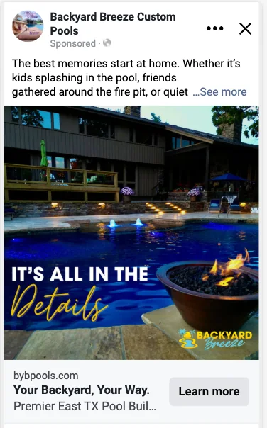 Backyard Breeze Custom Pools ads work example