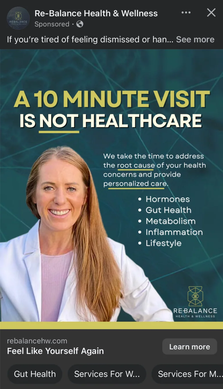Re-Balance Health & Wellness ads work example