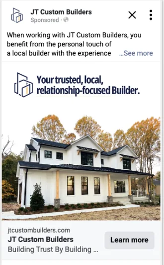 JT Custom Builders ads work example