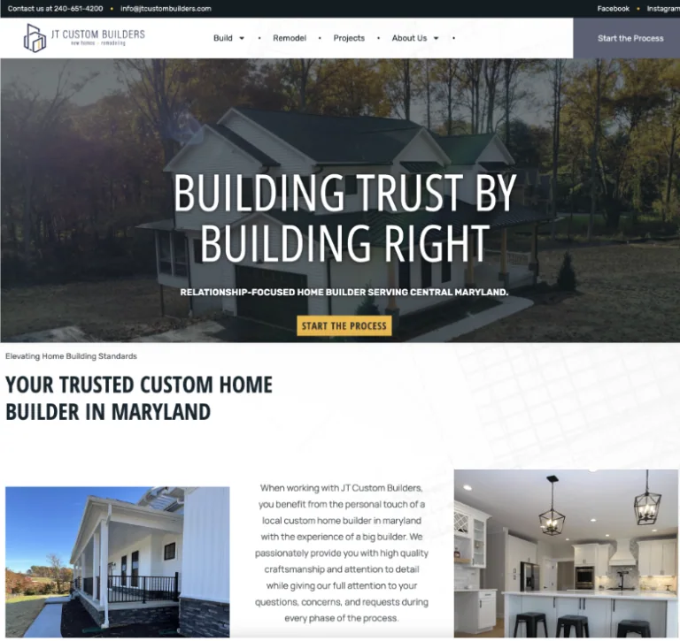 JT Custom Builders websites work example