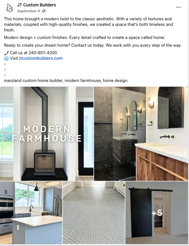 JT Custom Builders ads work example