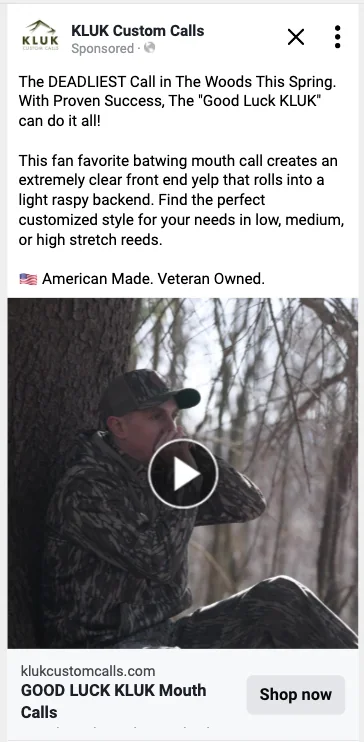 Kluk Custom Calls ads work example