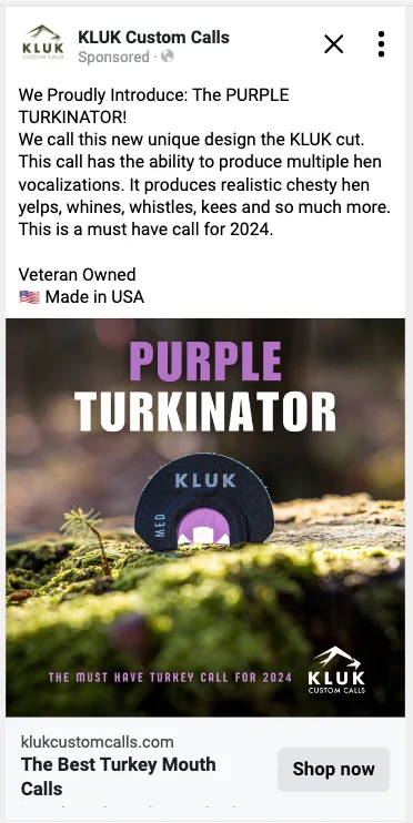 Kluk Custom Calls ads work example