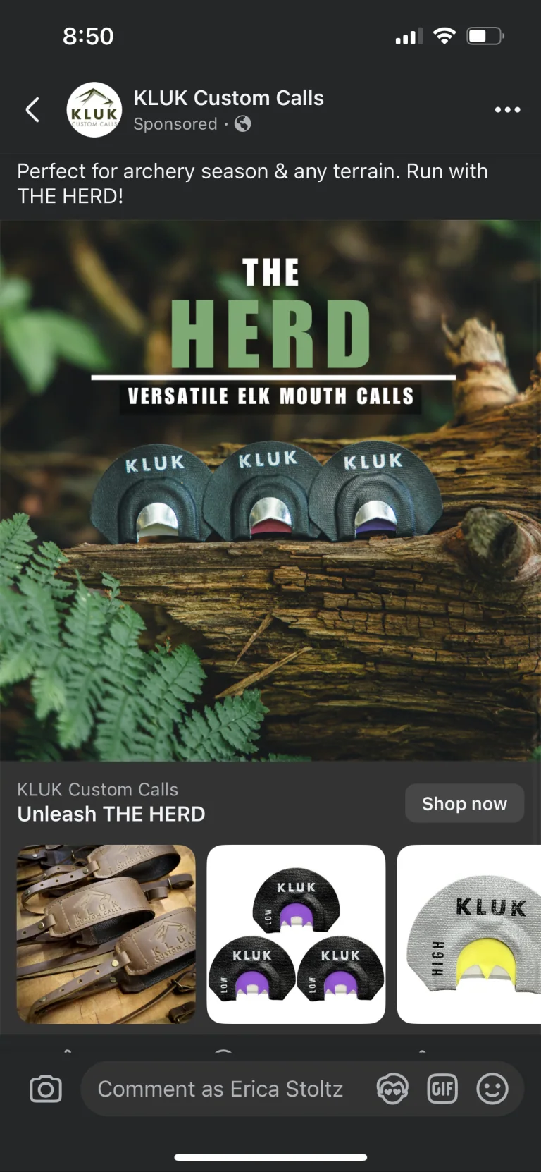 Kluk Custom Calls ads work example