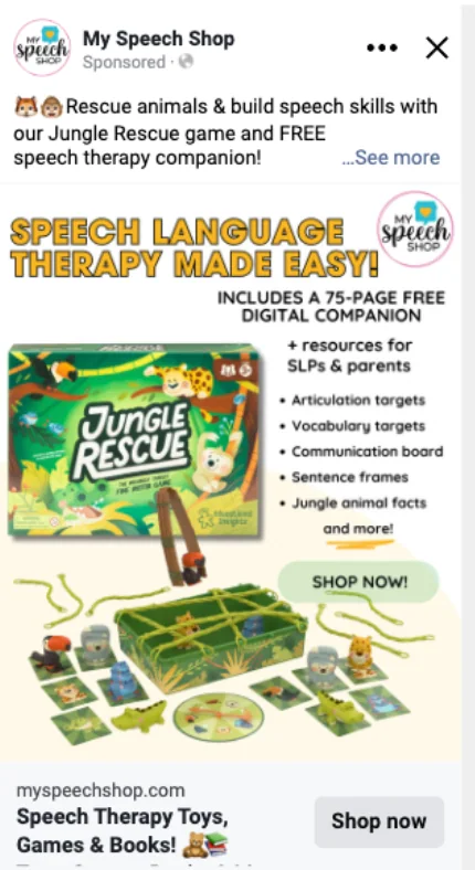 My Speech Shop ads work example