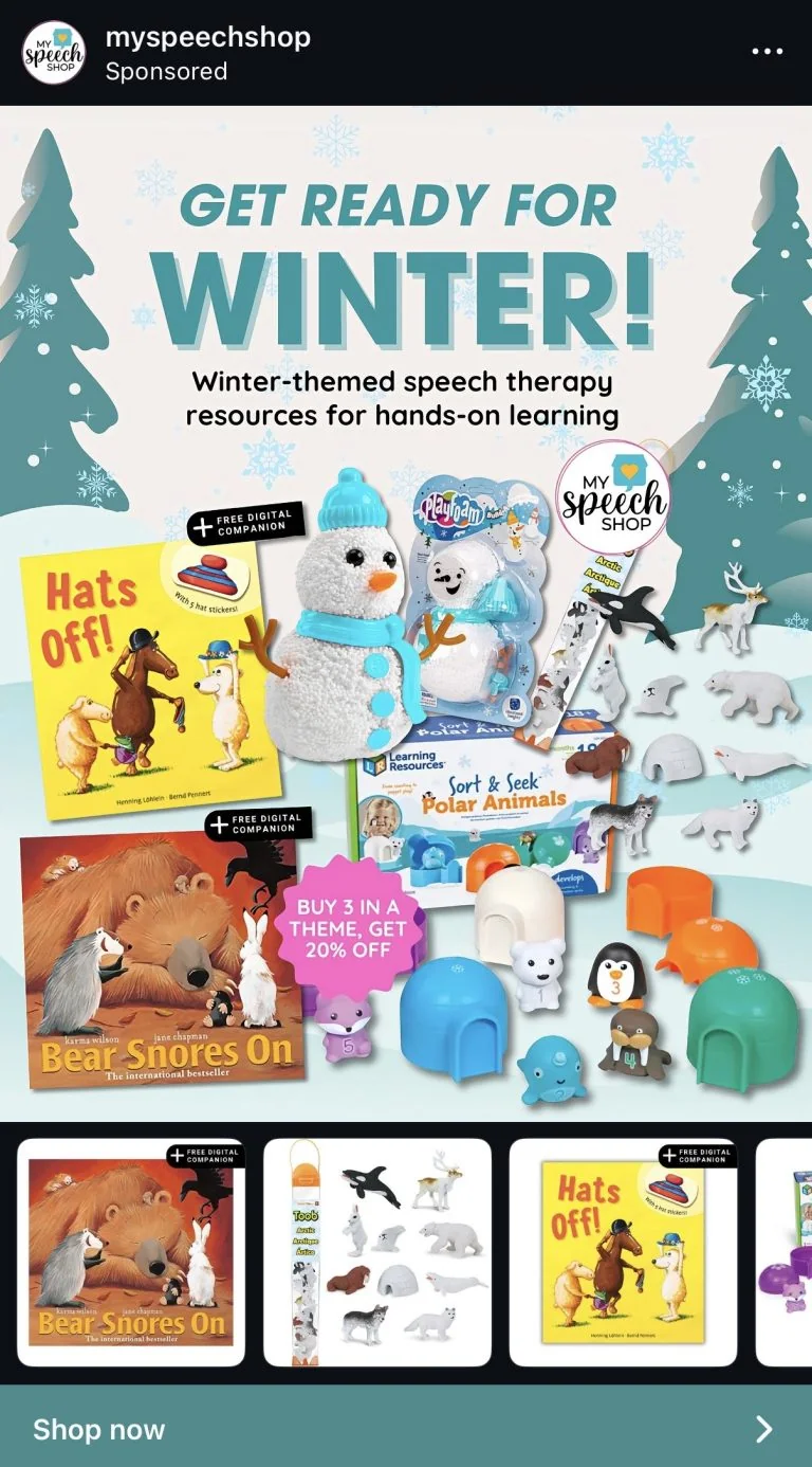 My Speech Shop ads work example