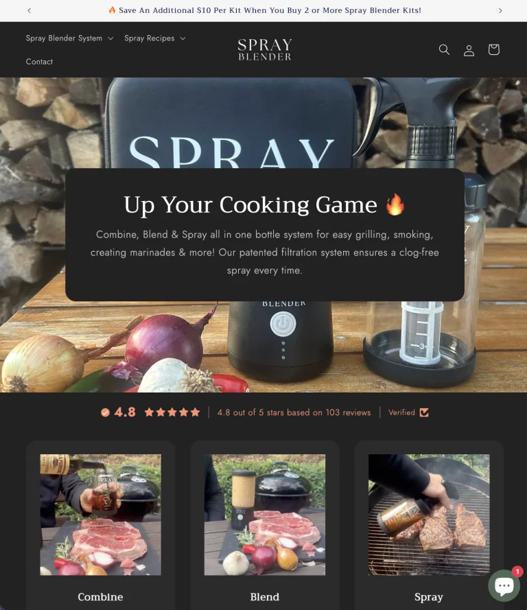 Spray Blender websites work example