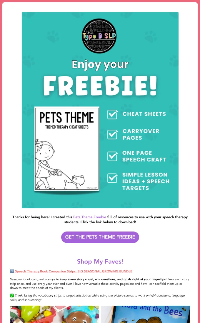 The Type B SLP email work example