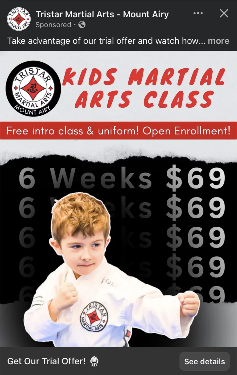 Tristar Martial Arts ads work example