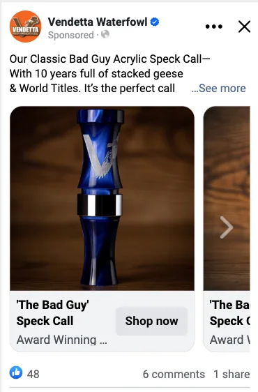 Vendetta Waterfowl ads work example